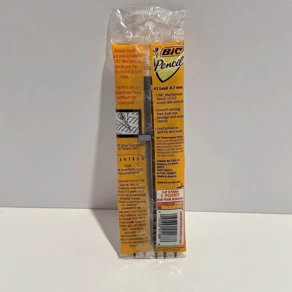 2010 BIC Mechanical Pencils #2 Lead 0.7 mm‎ 5 Count Sealed Pack Made In Mexico